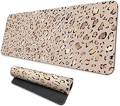 MAY FLOWER Gaming Mouse pad, Large Laptop Mousepad, Full Keyboard Mat, Long Computer Mouse Mat for Home and Office, Anti-Slip Rubber Base, 31.5 x 11.8 Inches (Leopard Print)