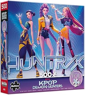 Buffalo Games Kpop Demon Hunters Foil-Finish Puzzle - 500pc, 21.25×15in - Foil-Accent Artwork & Kpop Demon Hunters Merch - Precision-Cut Pieces & Slayer Gifts - with Poster & Epic Quest Puzzle
