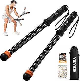 YEYES Weighted Ropeless Battle Ropes - Heavy Duty Cordless Workout Ropes with Steel Spring Resistance for HIIT & Home Gym, Compact Full Body Fitness Equipment for Men & Women(Brown)