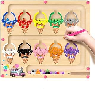 Uiseba Montessori Magnetic Color and Number Maze Toy for Toddlers Fine Motor Skills Educational Play for Girls Ages 3 to 5 Birthday Gift Interactive Learning Magnetic Maze