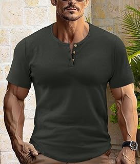 Mens Short Sleeve Tops Summer Knitted Shirt Fashion Front Pocket Button Down Tee Top