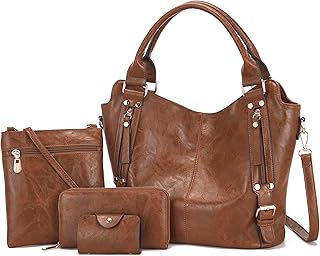 Purses for Women Large Shoulder Handbag Tote PU Leather Hobo Crossbody Bag Ladies Wallet Set 4pcs