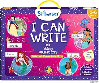 Skillmatics I Can Write Disney Princess - Reusable Preschool Learning Activities, Educational Toys & Games, Handwriting Aid, Back to School, Screen-Free Fun, Gift for Students, Kids, Toddlers Ages 3-6