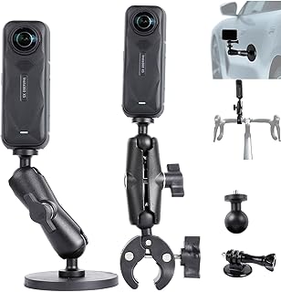 PellKing Motorcycle Handlebar Mount Car Mangetic Accessories Kit for Insta360 X5/X4/X3,88mm Magnetic Mount with 360 Degree Rotation,Ball Head Clamp Handlebar Clamp for Insta360 X5 and GoPro 13/12/11