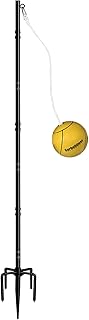 Garbuildman Tetherball Set with Ball & Rope for Outdoor Backyard, Adjustable Tether Ball Pole with Screw Reinforcement 5-Prong Base for Playground, Outside Ball Games Sports for Kids & Adults