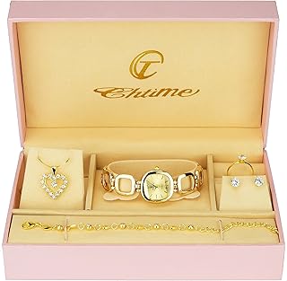 Gift Set Women's Watch Silver- jewelry Set- Necklace-Ring- Earrings - Band