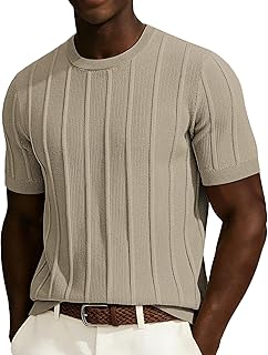 Mens T-Shirts Knit Tee Shirt Textured Crewneck Tee Short Sleeves T Shirt