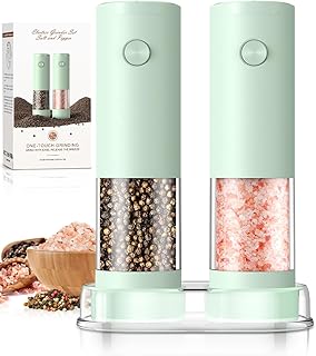 Electric Salt and Pepper Grinder Set Automatic Battery Pepper Mill Shakers Adjustable Coarseness Upgraded Larger Capacity with Led Home and Kitchen Appliances Birthday Gifts for Women Mom