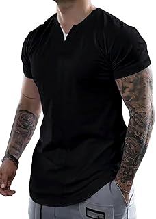 Mens Henley Shirts Short Sleeve Summer Casual V Neck Cotton Tee Shirts