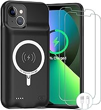 Battery Case for iPhone 13, [Upgraded] 10000mAh Rechargeable Portable Charging Case with Wireless Charging Compatible for iPhone 13 (6.1 inch) with Carplay Extended Battery Pack Charger Case (Black)