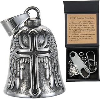 Motorcycle Bell Guardian Angel Charm - Weather-resistant Good Luck Gremlin Bells With Gift Box, Legend Card, Keychain