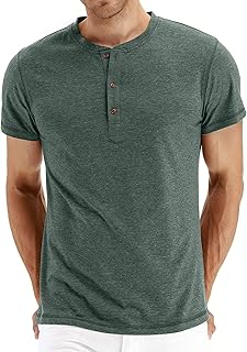 Mens Fashion Casual Front Placket Basic Long/Short Sleeve Henley T-Shirts