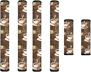 6 PCS Refrigerator Door Handle Covers Washable Keep Kitchen Appliances Clean from Food Stain, Smudges Fingertips Fridge Oven Home Decorations, Coffee Bean Print Brown