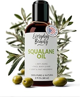 Squalane Oil - 100% Pure & Natural Plant Derived Facial Oil 2 Fl Oz - Cold Pressed and Unrefined Premium Grade Multipurpose Moisturizing Oil for Skin and Hair