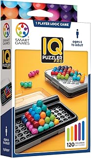 SmartGames IQ Puzzler Pro | Boost Logic and Problem Solving Skills | Level Up with 120 2D and 3D Challenges from Easy to Expert | Great for Ages 6 - Adult | A Fun Travel Game in a Portable Case