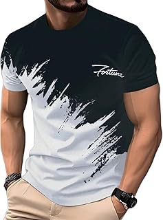 Men's T Shirts Color Block Graphic Tees Crew Neck Short Sleeve Casual Summer Tops