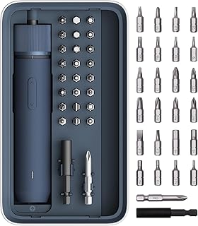 HOTO 25-Piece Upgraded Electric Screwdriver Kit, 1/4'' Hex, Magnetic Lid, 1500mAh Rechargeable Cordless Screwdriver, LED Light, Ideal for Furniture Assembly, Home Repair & Garage Projects