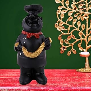 Honest Bucket Limited Resin Cute Chef Showpiece Miniature Statue for Kitchen Decoration Figurine for Home Decor, Dining Room, Living Room, Bedroom, Office, Gift (Black)