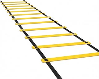 Qtopun Agility Ladder Speed Training Ladder 12 Rung 20ft with Carrying Bag, Adjustable Soccer Training Equipment for Football Basketball Drills, Fitness Workout Sports Outdoor Exercise