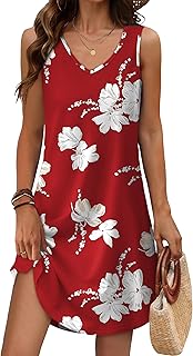 Womens Summer Dresses 2026 Loose V Neck Sleeveless Dress Sundresses Swimsuit Coverup Vacation Outfits