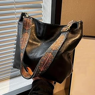 Oversize Pu Leather Tote Women Weekender Bag Shopper Travel Purse, Crossbody Bag Capacity Shoulder Bags - Black