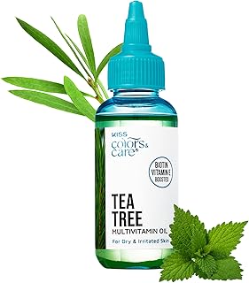 KISS Colors & Care Tea Tree Multivitamin Oil for Hair & Skincare, Infused with Biotin, Vitamin E and Natural Oils for Long-Lasting Hydration & Repair, 2.5 fl. oz.