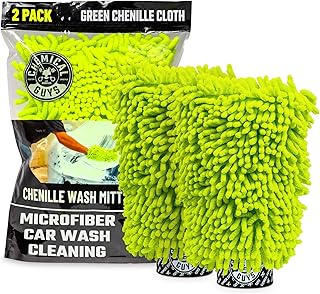Chemical Guys Chenille Premium Scratch-Free Microfiber Wash Mitt for Car Washing - 2 Pack, Lime Green, Ultra-Soft Car Wash Gloves, Swirl-Free Finish, Safe for Trucks, SUVs, Motorcycles, and More