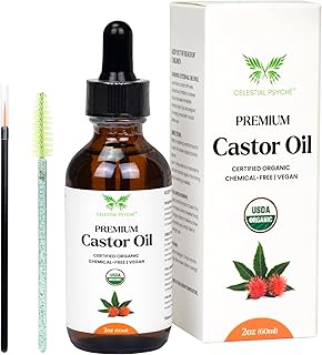 USDA Certified Organic Castor Oil (2 Oz with Essential Bundle - Eyebrow Kit) 100% Pure Natural, Chemical-Free, Hexane-Free, Promote Lash, Brow, and Hair Growth, Skin Hydration