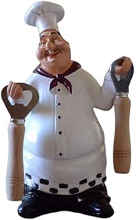 EXCEART Creative Resin Chef Ornament American Country Style Desktop Sculpture for Kitchen Bar Cafe Home Decor Functional Kitchen Tool Holder with Craftsmanship