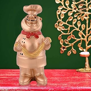Craftinuity Resin Cute Chef Showpiece Miniature Statue for Kitchen Decoration Figurine for Home Decor, Dining Room, Living Room, Bedroom, Office, Gift (Golden)