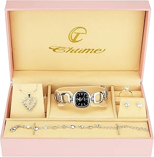 Gift Set Women's Watch Black - jewelry Set- Necklace-Ring- Earrings - Band