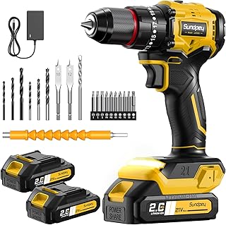 Sundpey Cordless Power Drill Set - 620in-lbs 3/8" Metal Chuck Electric Drill w/Brushless Motor & 23+3 Torque Settings & 2 Battery & LED Light - Drills Driver for Home DIY Woodworking Bricks Drilling