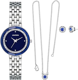 Women's Genuine Crystal Accented Bracelet Watch and Jewelry Set, 75-5796