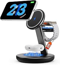 for Apple Watch 5W Fast Charger,15W 3 in 1 Wireless Charging Station,for Apple Mag-Safe Charger Stand,Fast Magnetic Wireless Charger Station for iPhone 17 16 15 14 13 12 Series,Airpods,Apple Watch