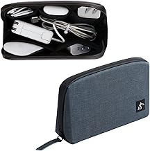 simtoper Small Electronics Organizer Travel Case – Slim Travel Cable Pouch for Small Tech Accessories, Cords, Chargers, Earbuds – Lightweight Mini Tech Bag for Backpack, Business, Travel (Blue)