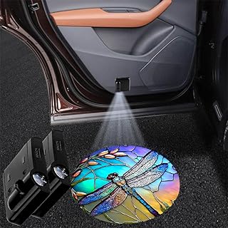 2PCS Car Door Lights,Dragonfly Door Lights Logo Projector LED Shadow Welcome Lamp,Car Accessories Dragonfly Gifts for Women Men,Suitable for All Vehicles Motorcycle Bike