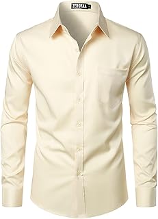 Men's Urban Stylish Casual Business Slim Fit Long Sleeve Button Up Dress Shirt with Pocket