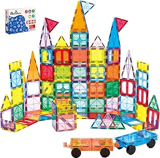 Anbalulu 134PCS Magnetic Building Tiles: Durable STEM Toys with Strong Magnets for Kids, Educational Building Blocks for Group Play Activities | Gift for Boys Girls 3+