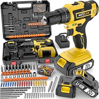 Cordless Drill Set 70PCS, Power Drill Cordless with Battery and Charger, 3/8" Keyless Chuck Electric Drill Tool Kit for Home Repair and DIY Projects, 2 Batteries