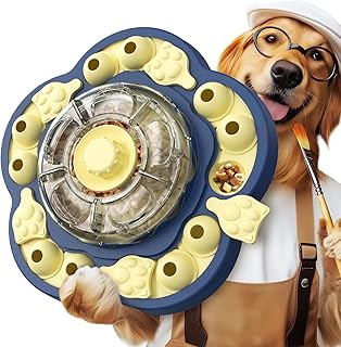 KADTC Dog Puzzle Toy, 3 Levels of Step-by-Step Challenge, Spin to Release Treat Dispenser, Slow Feeder & Mental Stimulation Enrichment Toy for Small Medium Large Dogs