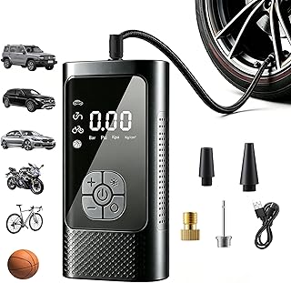 Cordless Tire Inflator Portable Air Pump - Car & Motorcycle Accessories, Dual-Pump, 1s Fast Inflation, 150PSI, Auto-Stop, Pressure Monitor, 5 Modes, LED Light