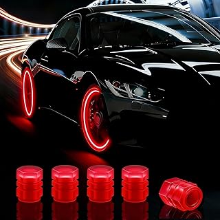 20 Pcs Glow in The Dark Tire Valve Caps Fluorescent Tire Valve Stem Caps, Cool Car Present for Universal Decoration Accessories for Car SUV Bicycle Motorcycles Trucks (Red)