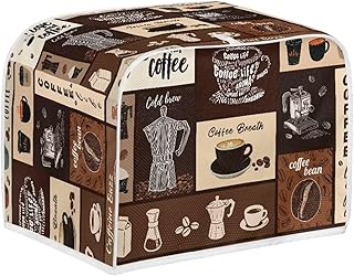 Toaster Cover 2 Slice Brown Coffee Print Kitchen Accessories Decor, Bread Maker Oven Protector, Toaster Dust Proof Fingerprint Cover, Kitchen Decoration