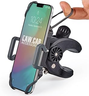 CAW.CAR Accessories Bike & Motorcycle Phone Mount - for iPhone 17 (16, Xr, SE, Plus/Max) or Any Cell Phone - Universal Handlebar Holder for ATV, Bicycle or Motorbike. +100 to Safeness & Comfort