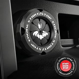 Tybasthe Rotary Push Start Button Cover, Bat Man Car Accessories Engine Start Stop Button Cover, Car Stickers Interior Decor, Motorcycle Ignition Key Switch Cover, Black