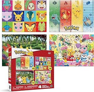 Buffalo Games Pokémon Jigsaw Puzzle - 4-Pack, 500 Pieces Each, Multicolor - Includes 4 Posters - Screen Free Activity - Pokemon Puzzle Gift for Fans