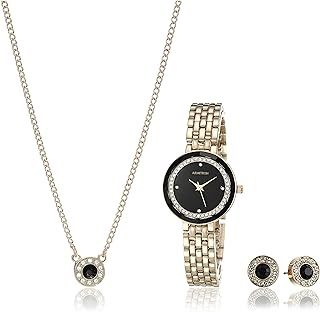 Women's Genuine Crystal Accented Bracelet Watch and Jewelry Set, 75-5796