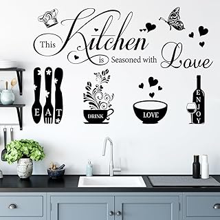 Kitchen Wall Stickers Kitchen Quotes Wall Decals Kitchen Dining Room Wall Decals Wall Art Peel and Stick Kitchen Utensil Decorations Wall Decor Home Decor